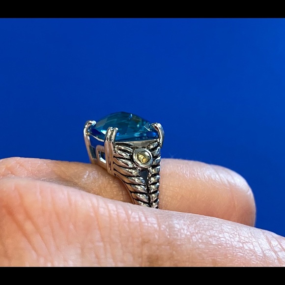 Stunning Effy blue topaz, silver and 18kt gold ring - Picture 5 of 9